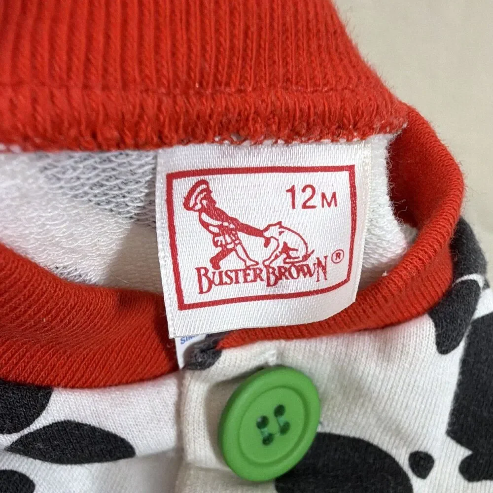 Vintage Buster Brown Baby 12M Cow Print Romper Coveralls Made in USA - 80s?